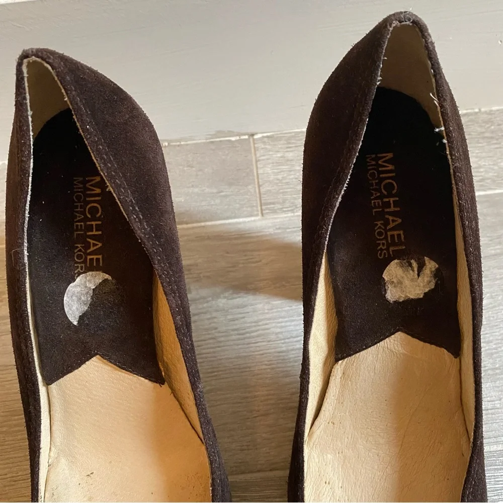 MICHAEL Michael Kors brown suede pumps with stacked heel
